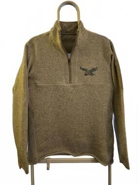 Men's Antigua Philadelphia Eagles Throwback Fortune Quarter-Zip Pullover roll M